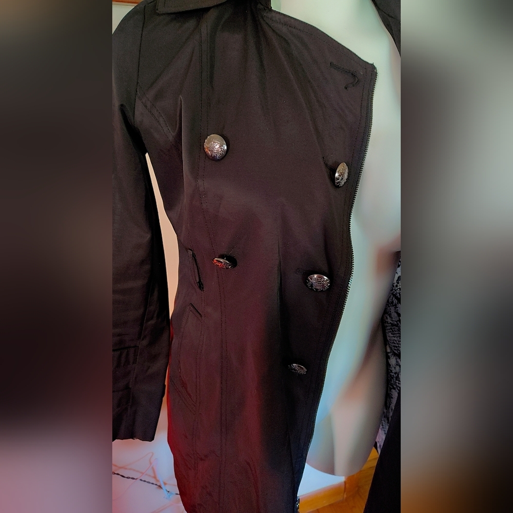 🖤Guess Black Trench Coat – Size M –  Good Condition 🖤 - Picture 6 of 10